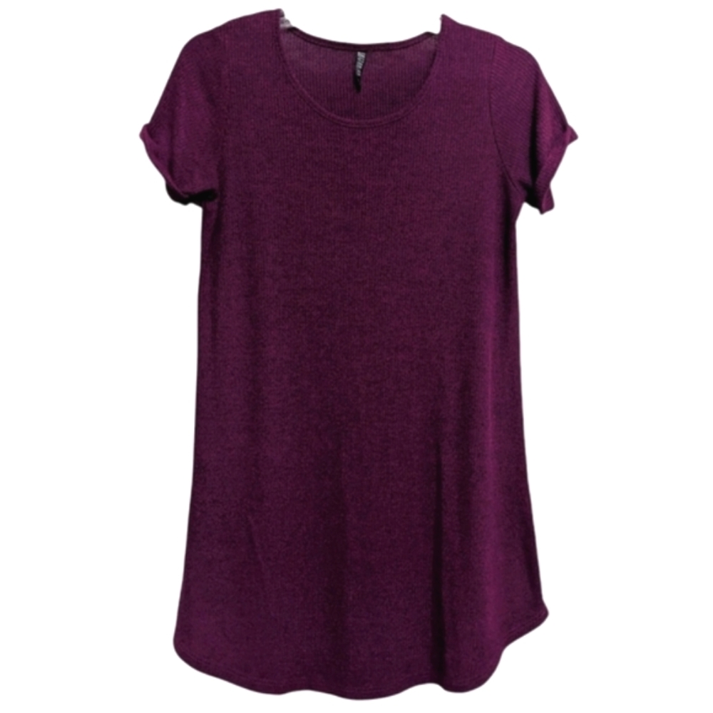(2/$25) Cotton On heather dark magenta cuffed ribbed shift dress